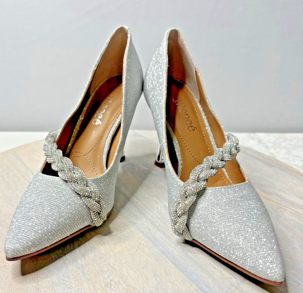 J. Renee Nyomee Silver Sparkle Pumps 7.5M